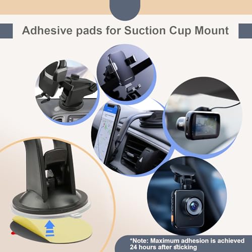 Extra Strong Adhesive Sticker Pads for Car Phone Mounts - 6pcs Double-Sided Very High Bond Circle Tape, 80mm (3.15") Round Sticky Replacement for Suction Cup Itmes Car Dashboard Dash Camera GPS