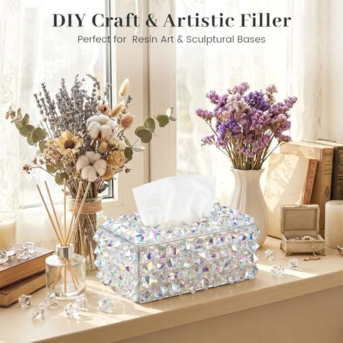 DomeStar Iridecent Fake Ice, 150PCS Sparkling Vase Fillers Fake Diamonds Clear Gem Stones DIY Crafts Wedding Table Scatter Decoration - color: Bright Clear