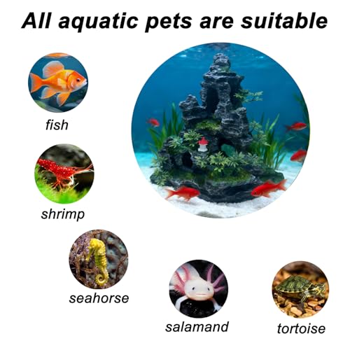 Large Aquarium Decoration Resin Fake Rock Mountain Ornament Landscape Castle Decoration Fighting Fish Reptiles Turtles Hiding Cave Fish Tank Ornaments Accessories - Height 10.7 inches (Green) - color: Green