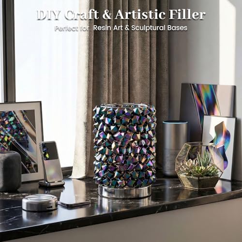 DomeStar 150PCS Iridescent Black Fake Ice, 2Cups Acrylic Gems Crystals Black Purple Rocks Diamonds Vase Centerpiece for Vase Fillers Party Table Scatter Wedding Food Display - color: Iridescent Black