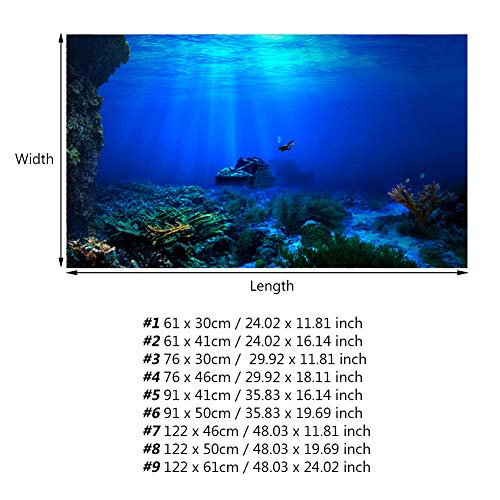 Meiyya 3D Aquarium Background 75 Gallon ,Aquarium Poste Fish Background Aquarium Background Poster 3D Effect Adhesive Seaworld Poster for Aquarium Fish Decoration(122 X 50cm)