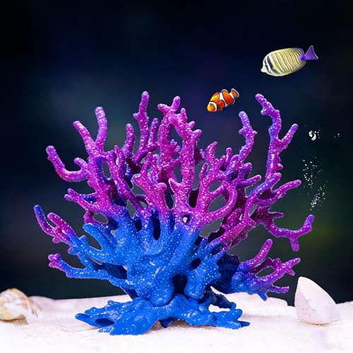 Artificial Coral Aquarium Ornament - PVC Fish Tank Decor for Aquascaping (5.9x5.12x2.17 Inch) - Blue&Purple - color: Blue&purple