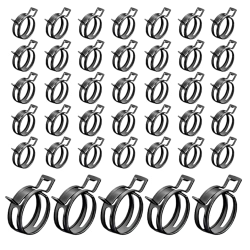 Wevdn 40PCS 1/2" ID Spring Band Type Clamps, 12mm Manganese Steel Fuel Line Pipe Spring Hose Clip, Low Pressure Air Clip Vacuum Hose Water Pipe Silicone Tube Clamps Fasteners - color: 12mm, size: 40PCS