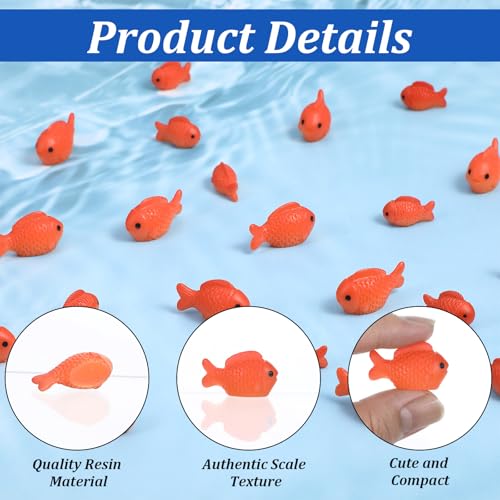 36 Pcs 2 Size Little Fish, Red Resin Miniature Fake Fish Figurines Aquarium Decor, Small Realistic Goldfish Toys for DIY Garden, Bonsai, Tank Ornament, Gift Supplies