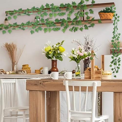 36 Pack Artificial Ivy Garland, 252 Ft Fake Vines Hanging Plants for Room Decor, 72 Leaves Aesthetic Faux Greenery Garland Pothos Leaf with Strengthened Joint Prevent Leaves Falling Off for Wall Decor - color: 252ft-36pack-pothos Leaf