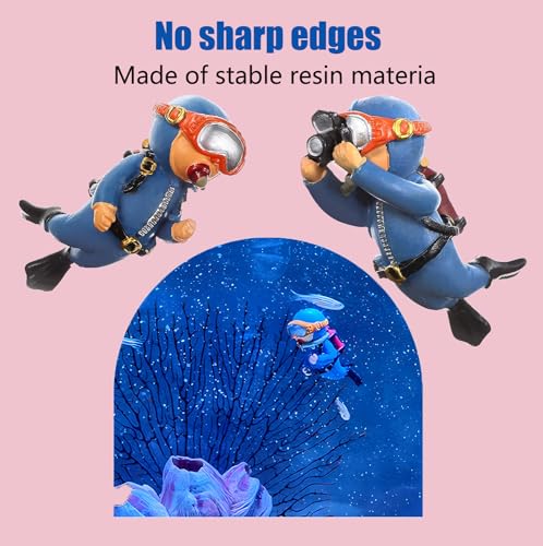 2-Pack Tank Decorations, Cute Little Diver, Aquarium Decoration Accessories Ornaments with Float Ball, Playmate for Tank Suitable for All Kinds of Fish and Tanks (Blue) - color: Blue