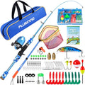 PLUSINNO Kids Fishing Pole with Spincast Reel Telescopic Fishing Rod Combo Full Kits for Boys, Girls, and Adults - color: Blue (with Fishing Net), size: 4FT / 1.2M