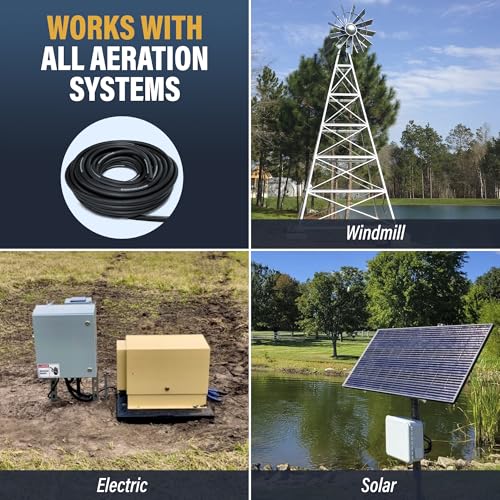 Outdoor Water Solutions Weighted Airline for Pond Aeration – 1/2" Inside Diameter | 100ft Roll | Self-Sinking Rubber Air Hose | Durable, Flexible Tubing for Aerators & Diffusers - style: 100ft. of 1/2in. Weighted Air Line