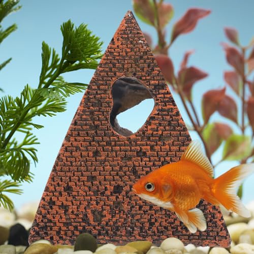 1PC Pyramid Aquarium Fish Tank Decorations Small Hideout House Statues Figurine Sculpture Ancient Egypt Reptile Turtle Lizard Spider Tanks Terrarium Egyptian Décor Ornament Pet