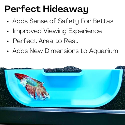 Betta Underground Tunnel Hideout Cave | Aquarium Hide for Small Fish and Shrimp | Viewing Betta Fish Rest Hammock Enrichment Toy | Betta Fish Tank Accessories Decorations Toys Decor (Light Blue) - color: Light Blue