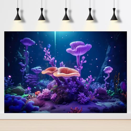 2 Packs Ocean Seabed Aquarium Background Colorful Tropical Coral Reef Fish Tank Background Pastel Colors Jungle Theme Terrarium Backgrounds Under The Sea World Purple Sunrays Fish Tank Poster 24x16in - color: Purple, size: 24(W)x16(H)inches/ 60(W)*40cm(H)