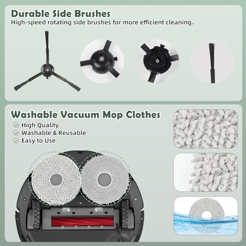 Accessories Kit Replacement for Roborock Q Revo/Qrevo 2R3W, QX Revo/QRT78 Robot Vacuum, 1 Main Brush, 4 Mop Pads, 4 HEPA Filters, 4 Black Side Brushes, 4 Dust Bags, 1 Cleaning Tool - color: Qrevo 2R3W Accessories