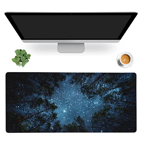 Beautiful Night Sky and Milky Way Gaming Mouse Pad XXL Large Desk Mouse Pad Keyboard Mat with Stitched Edges Waterproof Non-Slip Desk Mat for Laptop,Keyboard,Computer 35.4 * 15.7 Inch - color: Beautiful Night Sky and Milky Way