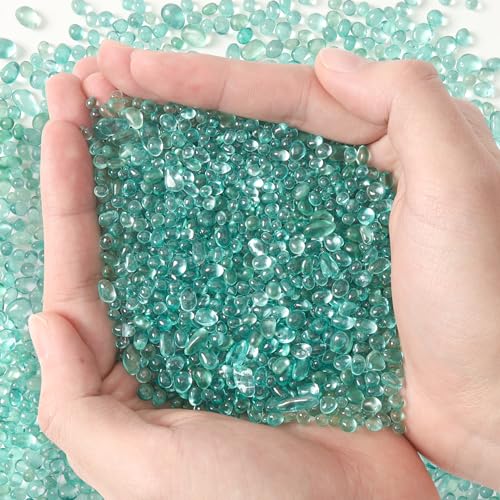T4U Fish Tank Gravel 2 LB, Tumbled Small Rocks for Aquarium, Glass Beads for Vases, Succulent Rocks for Plants, Aquarium Gravel Decorative Pebbles for Terrarium Crafts Vase Filler, Green - color: Green, size: 2 LB