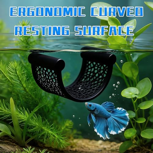 3Pcs Betta Hammock Floating Fish Rest Platform, Black Floating Betta Bed & Betta Hide for Aquarium, Fish Tank Decorations Accessories Set for Small Fish, Shrimp & Corydoras, Floating Resting Leaf