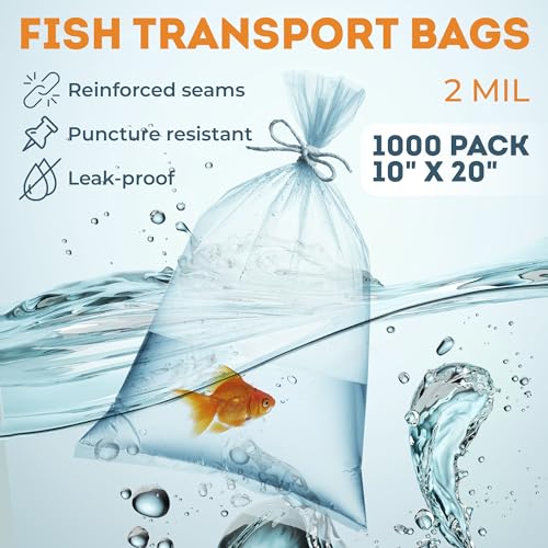 APQ Supply Plastic Fish Bags, 10 x 20 Inch Clear, 2 Mil Low-Density Polyethylene, Leak-Proof, 1000 Count - style: 10" X 20" / 2 Mil / 1000 Pack