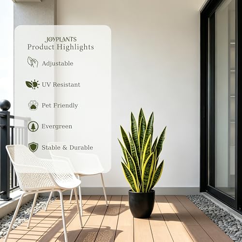 Artificial Snake Plant 2.3FT-2PCS, 27'' Sansevieria Plant with Black Pot, Low Maintenance Mother-in-Law's Tongue for Home Decor Indoor Outdoor, Desk Corner Office Hotel Garden(Yellow-2Pack) - color: Yellow-27in (2 Pack)