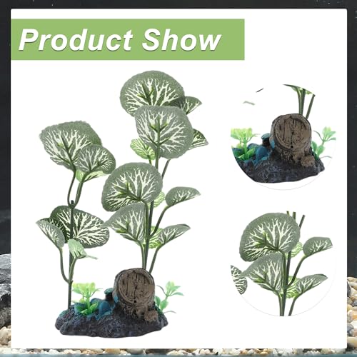 Aquarium Plastic Plants, Silk Aquarium Plants, Silk Plants for Betta Fish Tank, Plastic Plant Decoration for Aquarium, Green, Round Leaves, 6.69" Tall - color: Green