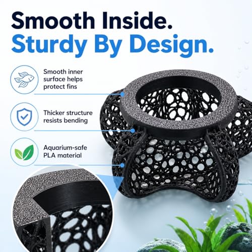 Aquarium Hideout Decor House, Fish Tank Ornament for Small Fish & Shrimp, Floating Cave Decoration for Aquariums(Black)