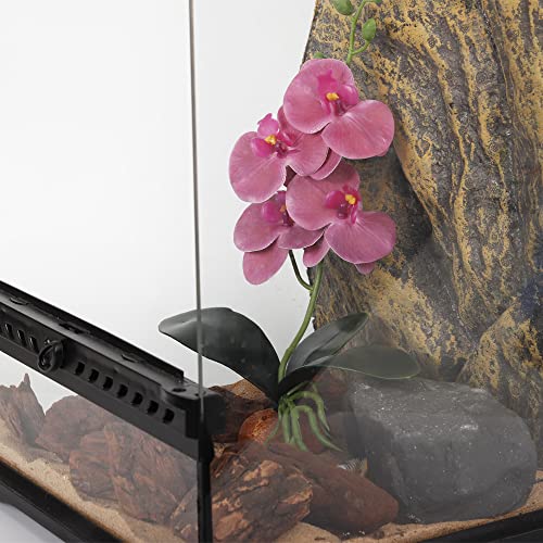 Fake Orchids Artificial Flowers, Reptile Terrarium Decor Plants, Bearded Dragon Tank Accessories fit Crested Gecko Leopard Lizard Chameleon Ball Python Snake Frog - Purple - color: Purple