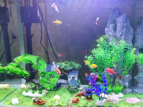 COYOUCO Fish Tank Decorations, Classical Chinese Bridge Building Resin Aquarium Cave Decorations, Fish Tank Accessories,C - color: C