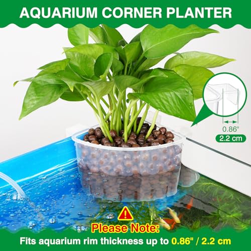 Borlech 2026 Latest Model Large Aquarium Corner Planter Hanging Plant Holder for Fish Tank Aquaponic Plant Cultivation and Aquascape Accessories Decorations (1 Pack) Transparent - color: Transparent-1 Pack