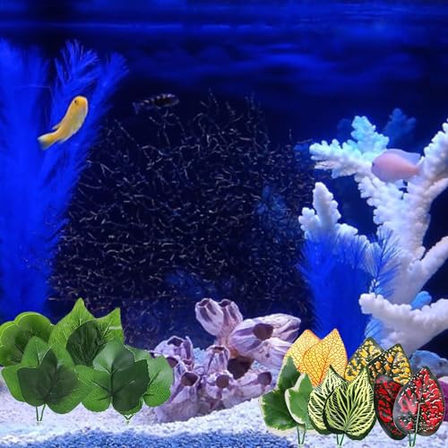 2Pcs Fishtank Decorations for Betta Resting Bed Leaf Hammock Spawning Pad, Botanical Green Plastic & Resin Modern Ornaments for Betta Fish Aquarium Decor