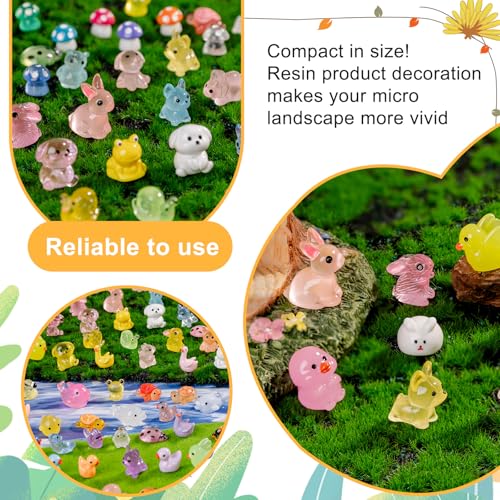 200 pcs Luminous Mini Resin Animals Many Styles Variety Tiny Animals Figures Miniature Little Small Animal Figurines Bulk for Micro Fairy Garden Landscape Accessories Hide Crafts Decor Aquarium