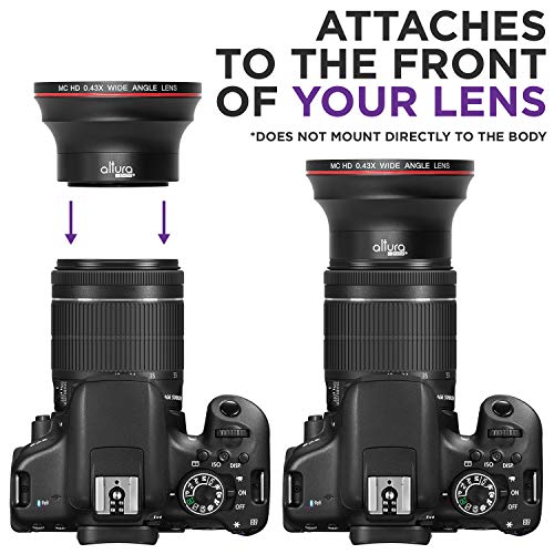 Altura Photo 52MM 0.43x HD Wide Angle Lens with Macro - Attaches to 52MM Filter Thread (Not Camera Body) DSLR Camera Accessories for Nikon D7100 D7000 D5500 D5300 D5200 D5100 D3300 D3200 D3100 D3000 - size: 52MM