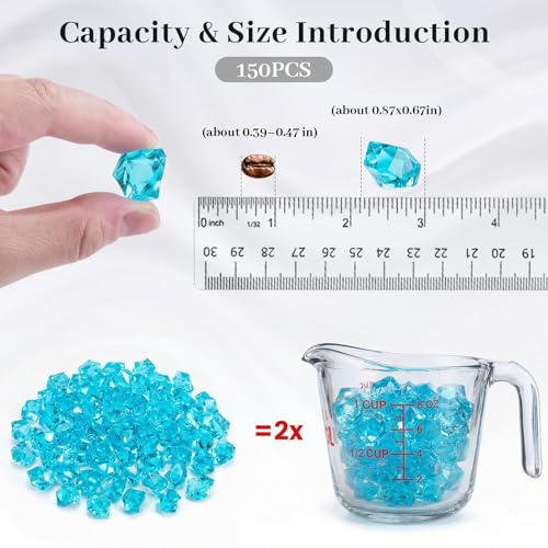DomeStar 150PCS Light Blue Fake Ice Rocks Vase Fillers, Aquarium Gravels Small Stones for Fish Tanks Decorations Home Table Scatter - color: Lake Blue