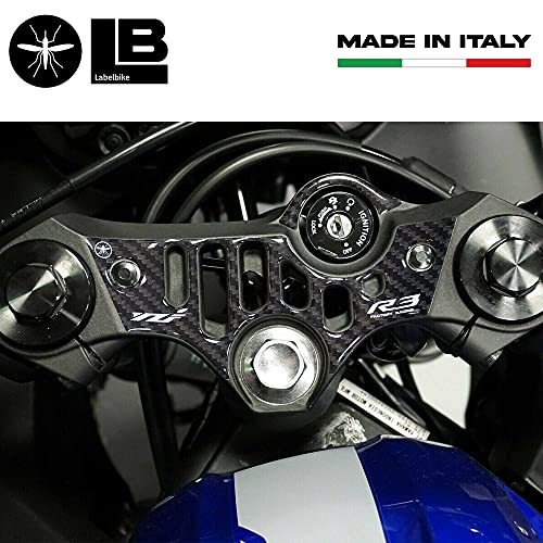 labelbike - 3D Sticker Motorcycle Steering Fork Plate Protection and Decoration in Resin Compatible with Yamaha R3 2019-2025 - size: Sreering Fork Plate