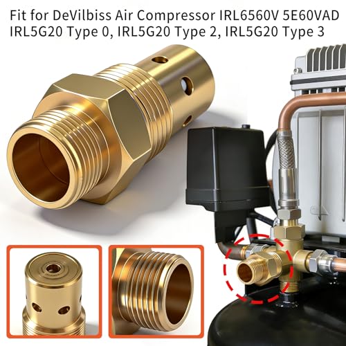 CAC-437-2 Air Compressor Check Valve 1/2 NPT 1/2 CFPC Brass Fittings for DeVilbiss Craftsman 5HP IRL6560V IRL5G20 5E60VAD