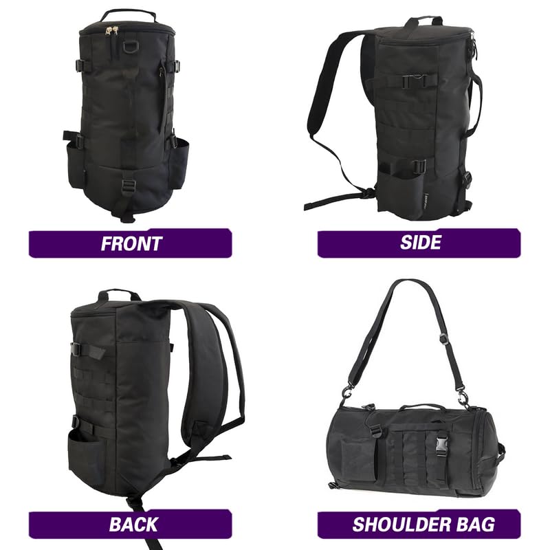 Lightweight Fishing Tackle Backpack Professional Water-Resistant All-in-One Rod Holder & Gear Storage - color: B-black