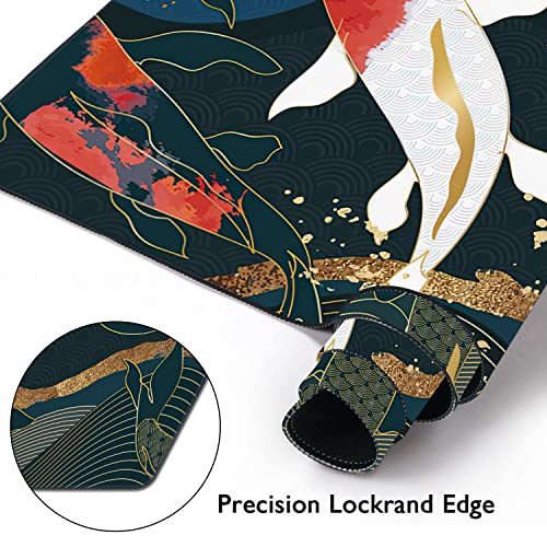 Watercolor Japanese Koi Fish Extended Gaming Mouse Pad Large Desk Mat with Non-Slip Rubber Base and Stitched Edges,Keyboard Mouse Mat Desk Pad for Work,Game,Office,Home 35.4 * 15.7 Inch - color: Watercolor Japanese Koi Fish