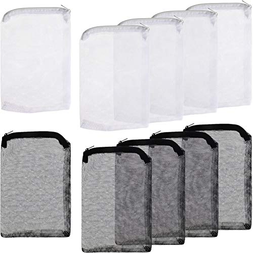 10 Pieces Aquarium Filter Bags Fish Tank Media Mesh Filter Bags Net Bag with Zipper for Charcoal Pelletized Remove Activated Carbon, Biospheres, Ceramic Rings