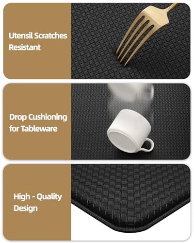 Color&Geometry Anti Fatigue Cushion Kitchen Mat for Floor -24"x94",Wide,Easy Clean, Water & Oil Proof, Anti Slip, Foam Rubber Runner Rug for Front Sink Comfort Standing,Black - color: Black, size: 94"L x 24"W x 0.4"Th