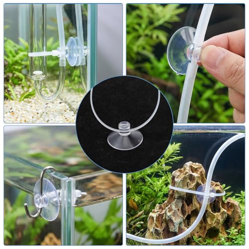 50 Pcs Suction Cup Clips,25mm Aquarium Suction Cups for Tubing,Aquarium Suctions Cup Clips and 50 PCS Adjustable for Air Tubes, Moss, Fish and Shrimp Nests, Plants