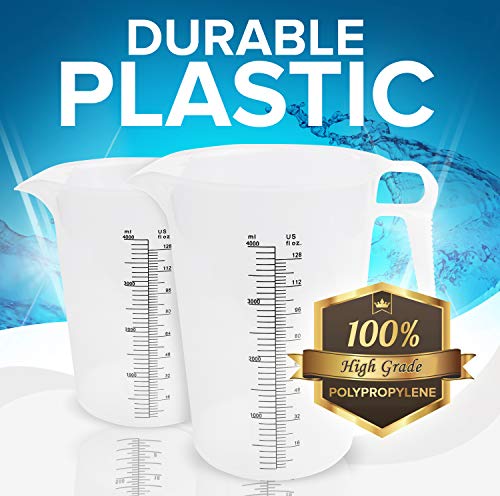 ACCUPOUR 64oz (1/2 gallon) Measuring Pitcher, Plastic, Multipurpose - Great for Oil, Chemicals, Pool and Lawn - Ounce (oz) and Milliliter (mL) Increments (2000 mL) - size: 64oz