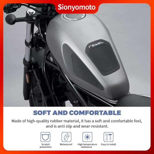 Fuel Gas Tank Pad Protector Stickers Decal Set Compatible with Rebel CMX250/CMX300/CMX500/CMX1100 2019 2020 2021 2022 2023- Anti-Slip Protective Kit, Black | 3-Piece