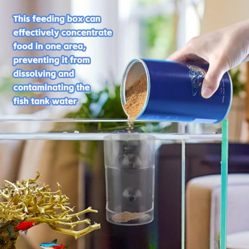 2pcs Fish Tank Feeding Tray with Suction Cup Acrylic Feeding Tube Fish Food Holder Automatic Fishing Feeder Aquarium Tank Divider Supplies Breeder Box for Aquarium (Color:Clear)