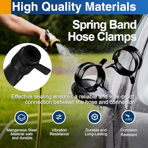 6mm (0.24") Spring Band Hose Clamps, 30 Pack Small Hose Clamps for 5.5-6.5mm OD Fuel Line, Garden Watering Tubes, Air Tubes & Vacuum Hose - size: 6mm
