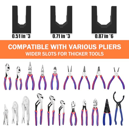 Magnetic Plier Organizer - Expandable Multiple Spacing Modular Tool Box Organizers, Tool Drawer Organizer, Tool Storage, Plier Rack - 12 Holders