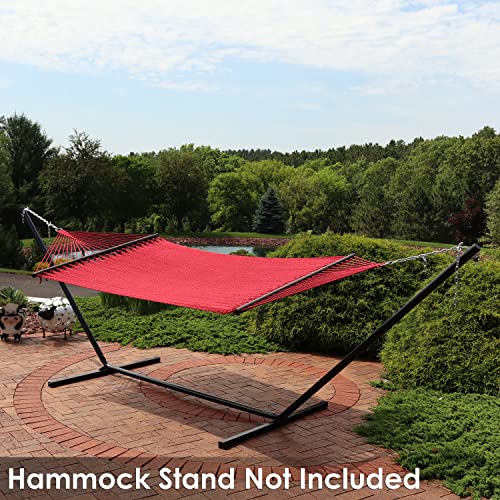 Sunnydaze Soft-Spun Polyester Rope Double Hammock for Outside - 600-Pound Weight Capacity Extra Large Hammock - Red - color: Red