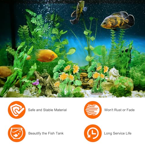 uxcell Aquarium Artificial Plants, 1 Pcs Fish Tank Plants Decorations Accessories Aquatic Ornaments Decor Water Grass, Yellow-Green (Lotus Flower) - color: Yellow-green