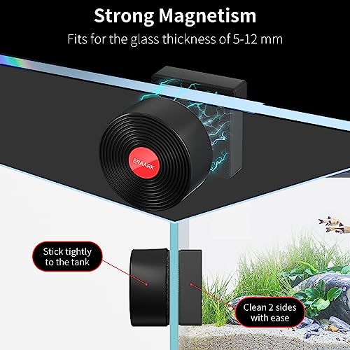 ERAARK Aquarium Magnetic Cleaner Brush for Small Glass Fish Tank Floating Cleaner Scrubber Brush Magnet Scraper Aquarium Cleaning Tools Black