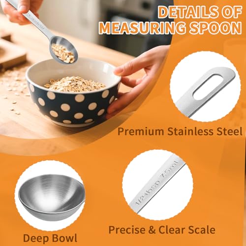 3 Pcs 7.5ml/ 1/2 Tbsp Short Handle Scoops – Stainless Steel Measuring Spoons for Baking, Liquid Ingredients & Tea, Soup & Kitchen Cooking - size: 7.5ml(1/2 tbsp)
