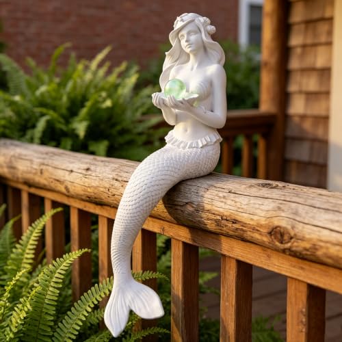 Teaeeno Unique Mermaid Fish Tank Decorations, Mermaid Statue Decor House Ornament Kit, Aquarium Decor, Charming Mermaid Decor Statue, Resin Aquarium Décor Thematic Ornaments (White) - color: White
