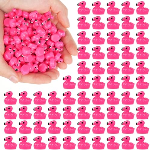 BeadRiver 120PCS Mini Flamingo Resin Ducks Set Miniature Flamingo Gifts Tiny Animal Figurines Toy Bulk for Garden Decor DIY Craft Micro Landscape Fairy Party - style: 120 Pcs Mini Flamingo