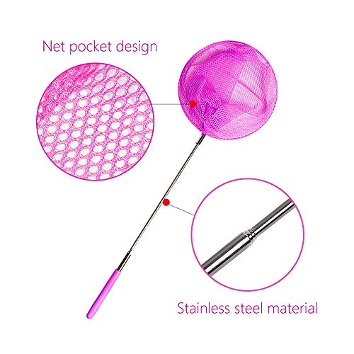 TSYAN Telescopic Butterfly Net, Perfect for Catching Bugs Insect Small Fish,Outdoor Tools Colorful Extendable up to 34" for Kids (6Pack) - color: 6 Pack