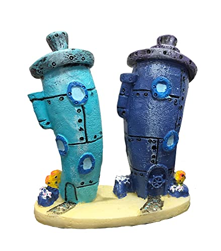 Penn-Plax Spongebob Bikini Bottom Homes - Aquarium Decor - Durable Resin Aquarium Ornament for Betta Bowls, Small Fish Tanks, or Nautical Displays - Safe for Freshwater & Saltwater - Blue, 3-Inch
